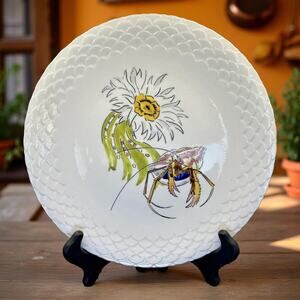 GIEN Grands Crustaces #12 Hermit Crab Hand Painted Faience 10" Plate France 1961